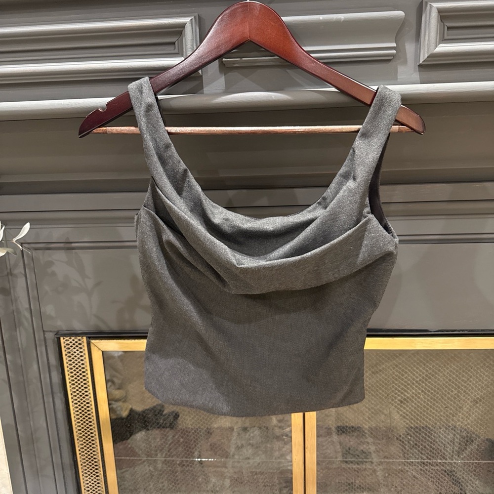 Zara Charcoal Draped Corset Tank Top Small